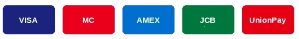 支持的支付方式包括VISA万事达等信用卡和借记卡